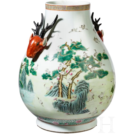 Gro&szlig;e "100-Kraniche-Vase", China, fr&uuml;he Republikzeit