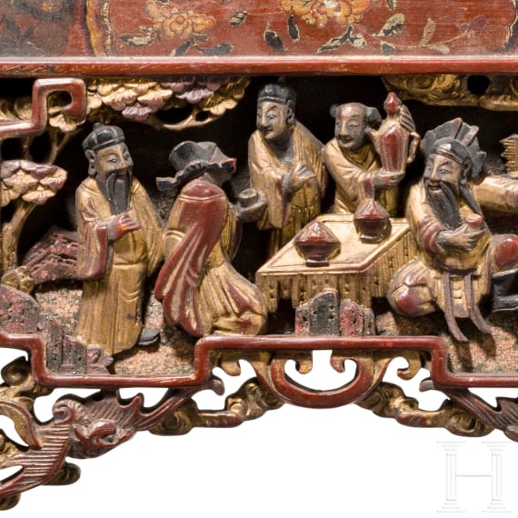 Geschnitztes Paneel eines Raumteilers, China, 18./19. Jhdt.