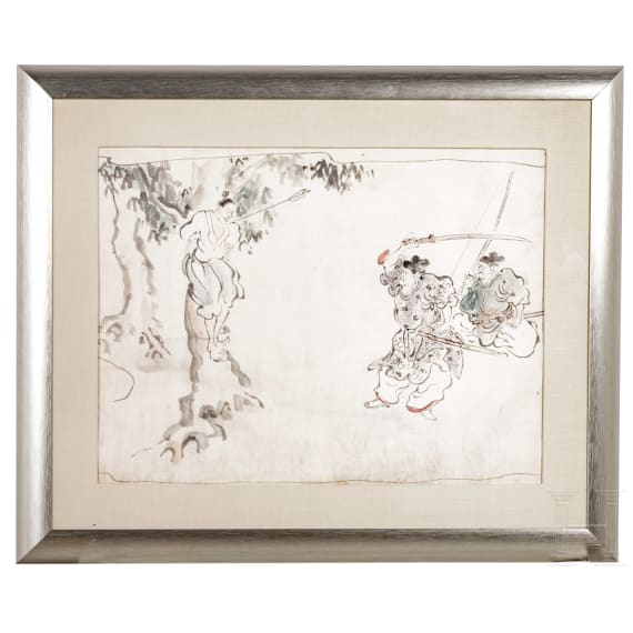 Tuschezeichnung eines Hingerichteten, Japan, sp&auml;te Edo-Periode