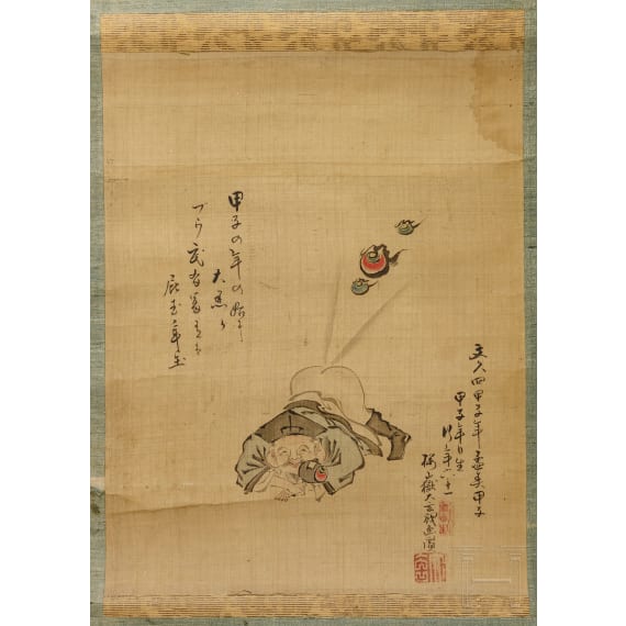 Kakemono mit Darstellung des Daikoku, Japan, datiert 1864