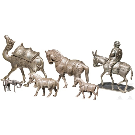 Konvolut Silberminiaturen, Tiere, Asien, fr&uuml;hres 20. Jhdt.