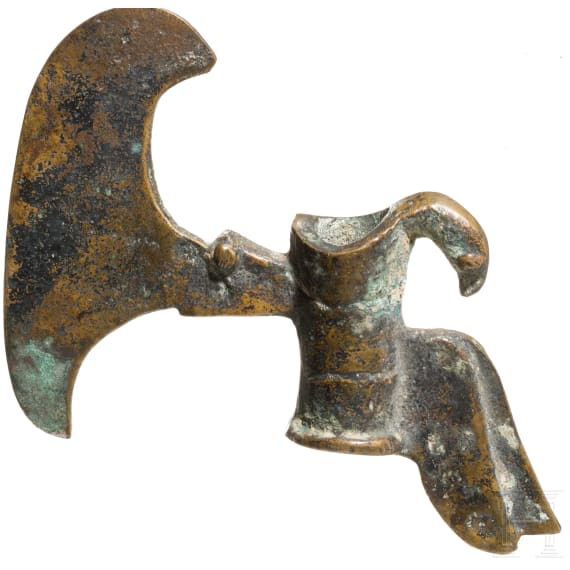 Elamitische Hellebardenaxt mit Vogel, Bronze, Luristan, Westiran, 2000 - 1750 v. Chr.