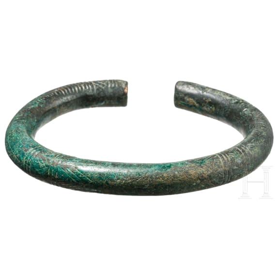 Massiver Fu&szlig;reif aus Bronze, Luristan, 10. - 9. Jhdt. v. Chr.