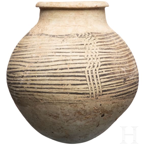Ovoides Keramikgef&auml;&szlig; mit Streifendekor, vorderasiatisch
