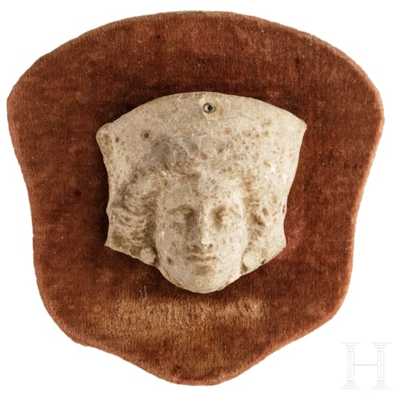 Terrakottak&ouml;pfchen der Medusa(?), Griechenland, hellenistisch, 3. - 2. Jhdt. v. Chr.