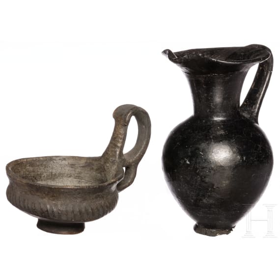 Two black Etruscan vessels, 8th - 6th century B.C.