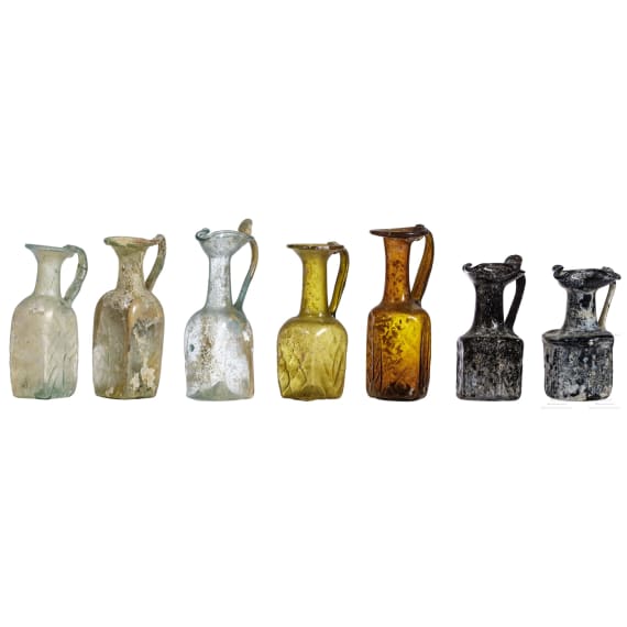 Sammlung 21 sp&auml;tr&ouml;mischer und fr&uuml;hbyzantinischer Glasgef&auml;&szlig;e, &ouml;stlicher Mittelmeerraum