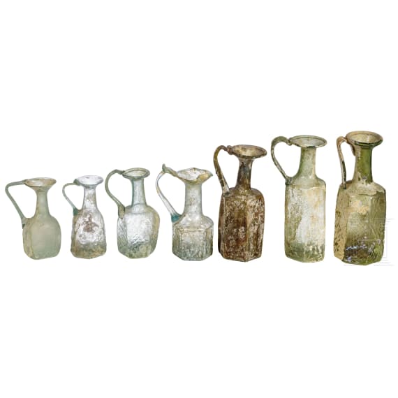 Sammlung 21 sp&auml;tr&ouml;mischer und fr&uuml;hbyzantinischer Glasgef&auml;&szlig;e, &ouml;stlicher Mittelmeerraum