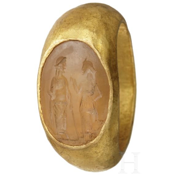 Gro&szlig;er Goldring mit Gemme, r&ouml;misch, 1. - 2. Jhdt.
