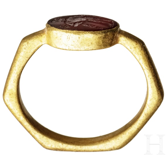 Sch&ouml;ner Goldring mit Gemme, r&ouml;misch, 2. - 3. Jhdt.