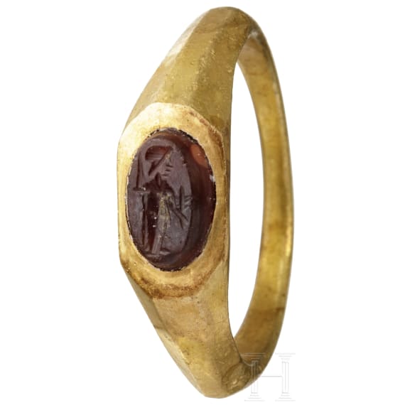 Goldring mit Gemme, r&ouml;misch, 2. - 3. Jhdt.