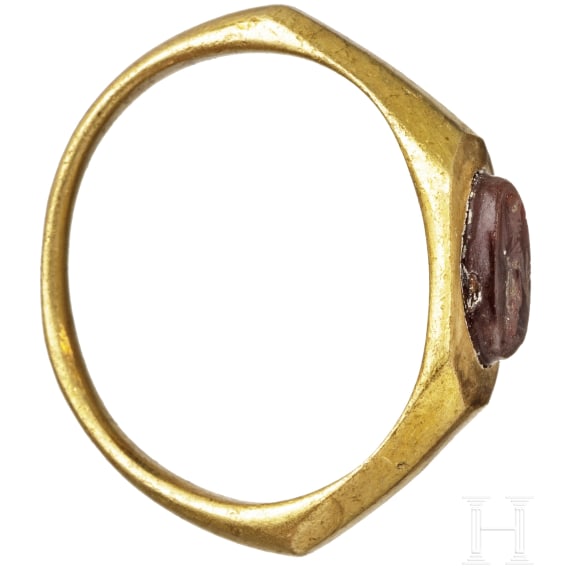 Goldring mit Gemme, r&ouml;misch, 2. - 3. Jhdt.