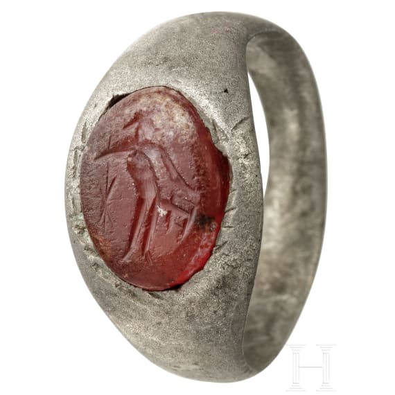 Silberner Ring mit Gemme, r&ouml;misch, 2. - 3. Jhdt.