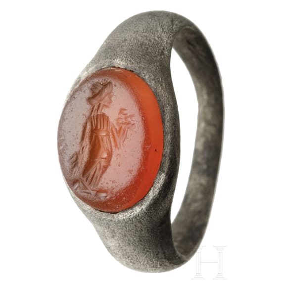 Silberner Ring mit Gemme, r&ouml;misch, 2. - 3. Jhdt.