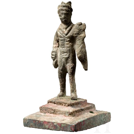 Merkurstatuette auf Sockel, r&ouml;misch, 2. - 3. Jhdt.