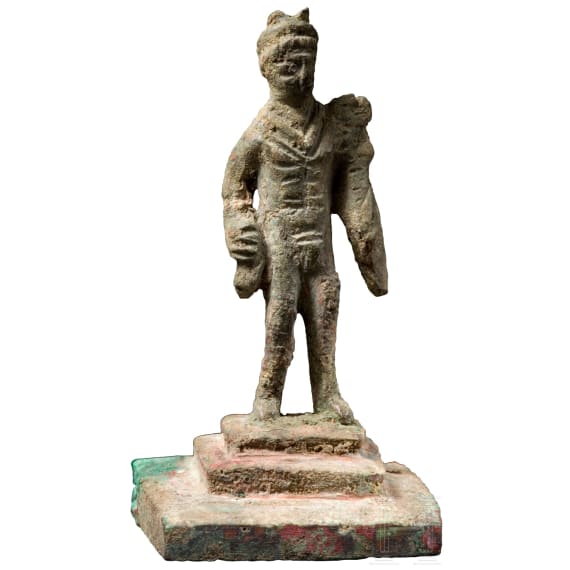 Merkurstatuette auf Sockel, r&ouml;misch, 2. - 3. Jhdt.