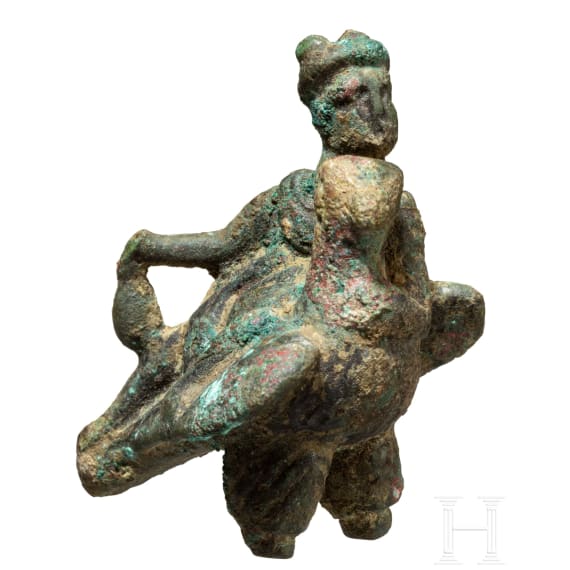 Miniaturbronze "Merkur auf Adler gelagert", r&ouml;misch, 2. - 3. Jhdt.