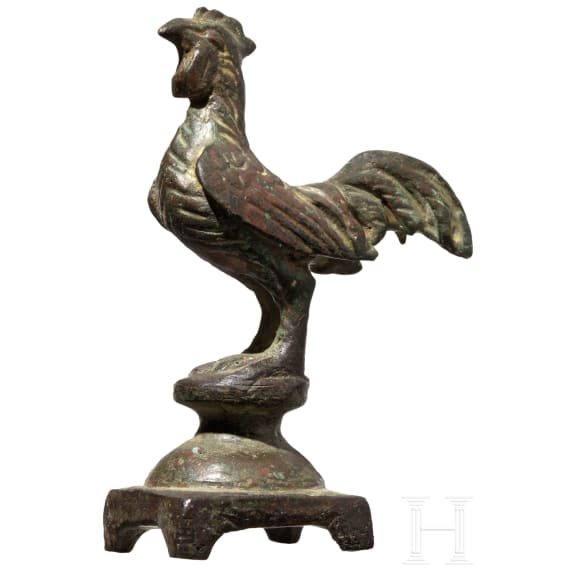 Ein kleiner Hahn aus Bronze, r&ouml;misch, 1. - 2. Jhdt.