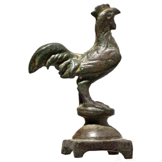 Ein kleiner Hahn aus Bronze, r&ouml;misch, 1. - 2. Jhdt.