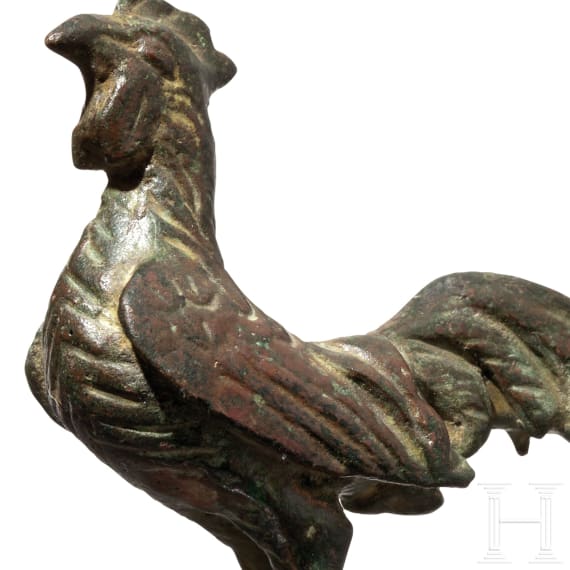 Ein kleiner Hahn aus Bronze, r&ouml;misch, 1. - 2. Jhdt.