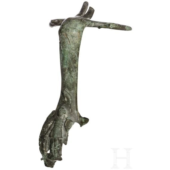 Fig&uuml;rlich verzierter Bronzegriff, r&ouml;misch, 2. - 3. Jhdt.