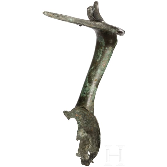 Fig&uuml;rlich verzierter Bronzegriff, r&ouml;misch, 2. - 3. Jhdt.