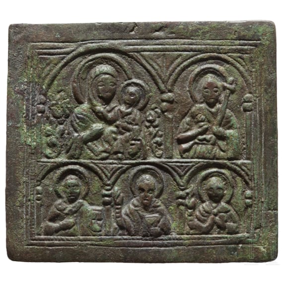 Kleine reliefierte Bronzetafel, sp&auml;tbyzantinisch, 11. - 14. Jhdt.