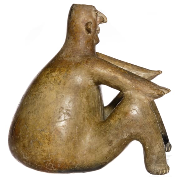 A Mexican seated hollow figure, Nayarit shaft tomb culture, 200 B.C. - 500 A.D.