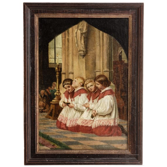 Ministranten beim Gebet, Gem&auml;lde, um 1900