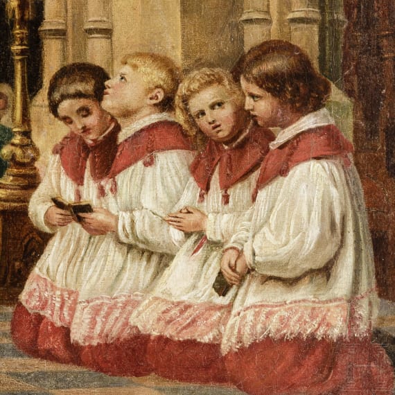 Ministranten beim Gebet, Gem&auml;lde, um 1900