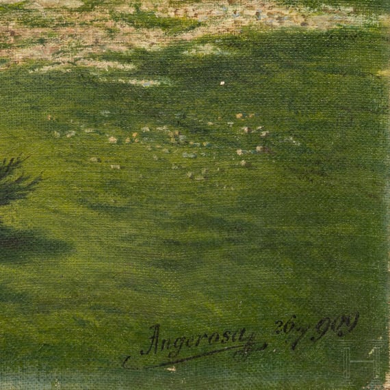 Gem&auml;lde Schweizer Bergsee, signiert "Angerosa 1909"
