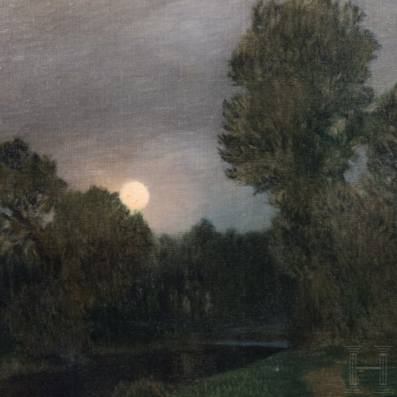 Parklandschaft im Mondschein, Ch. Leitner, datiert 1914