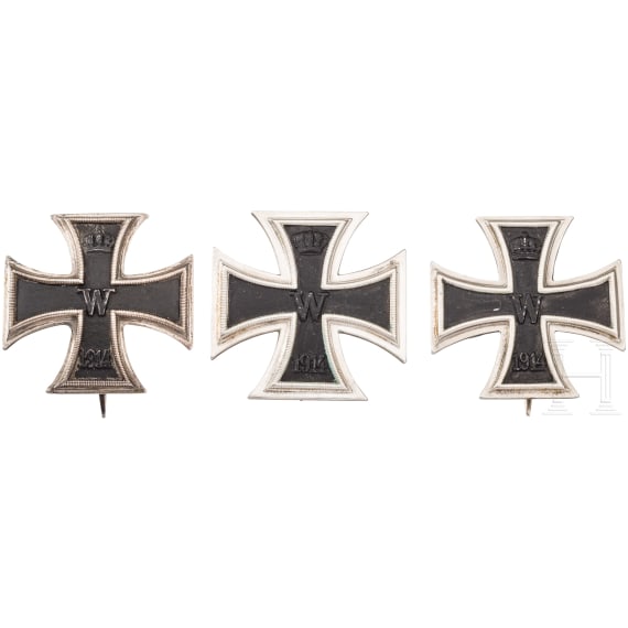 Three Iron Crosses 1st class 1914 with engravings