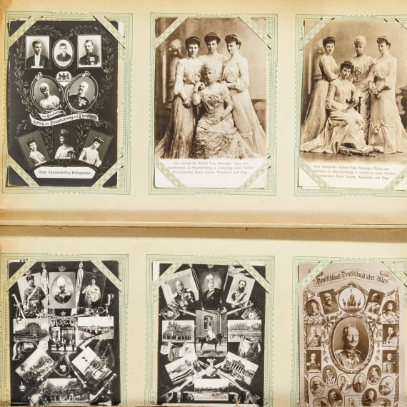Mixed lot of more than 400 postcards of mostly German nobility, in two albums and in bulk