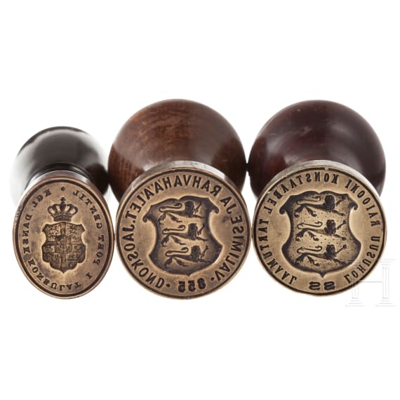 Four Danish official seals and two matrixes, 19th century