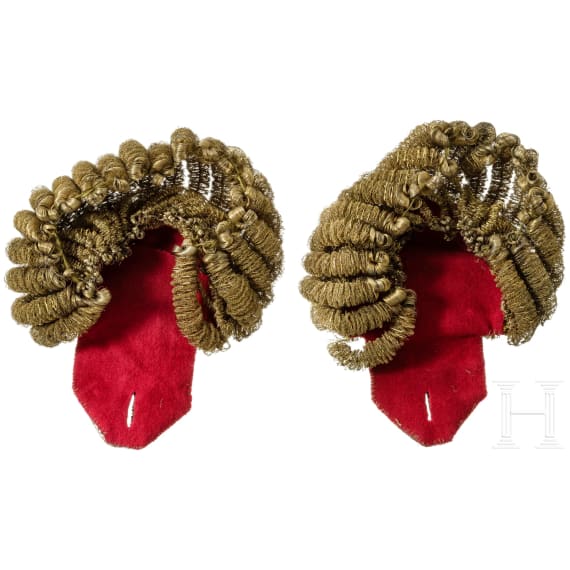 A pair of epaulettes for a colonel of the Swiss regiments in the Kingdom of the Two Sicilies, circa 1820