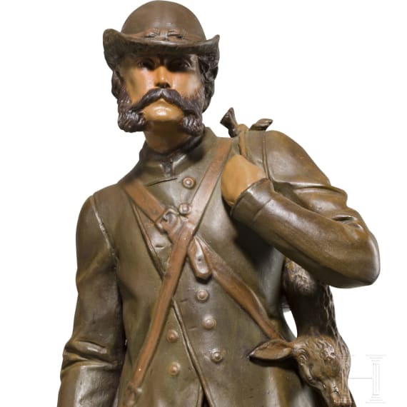 Emperor Franz Joseph I of Austria – a coloured ceramic figure of the emperor as a hunter