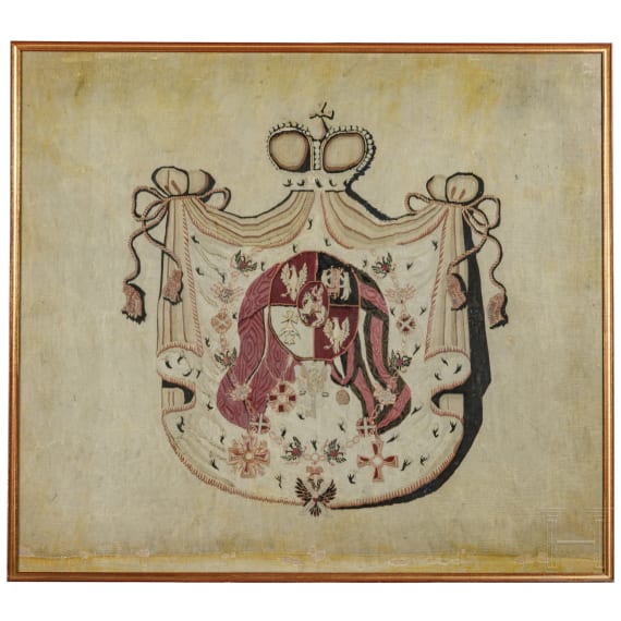 A woven Polish or Russian coat of arms, 19th century