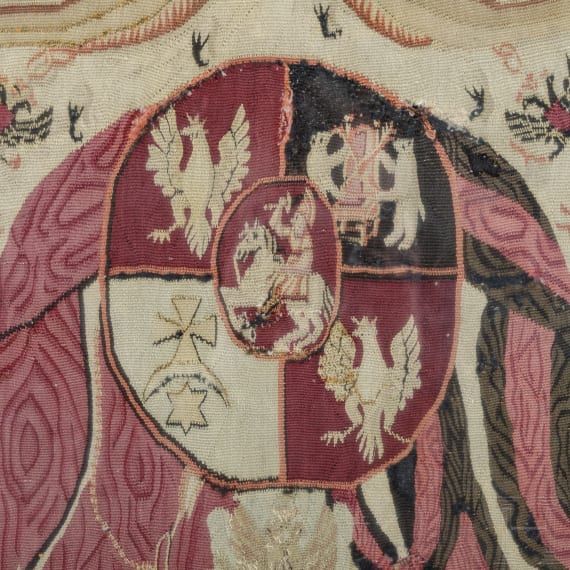 A woven Polish or Russian coat of arms, 19th century