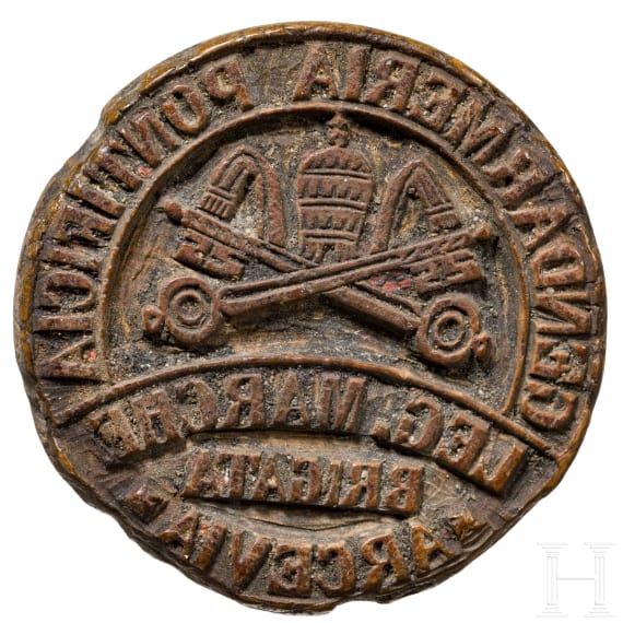 A seal of the papal gendarmerie "Brigata Arcevia", 18th/19th century