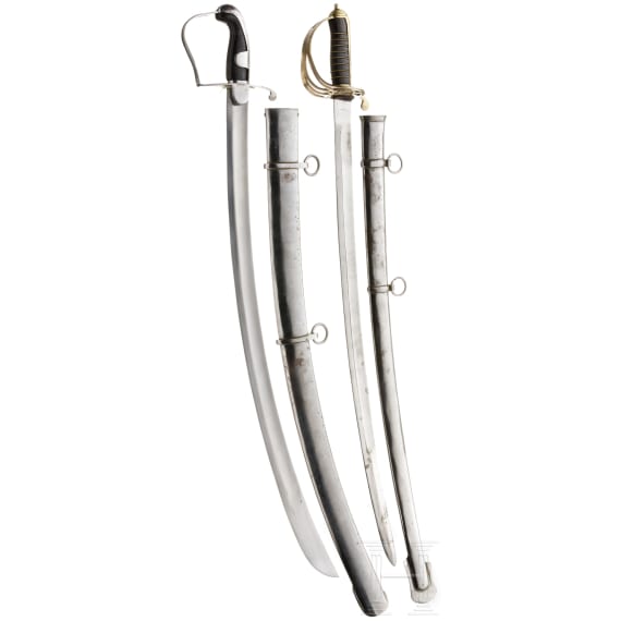 Two sabres, modern collector's replicas in the style of the 18th/19th century