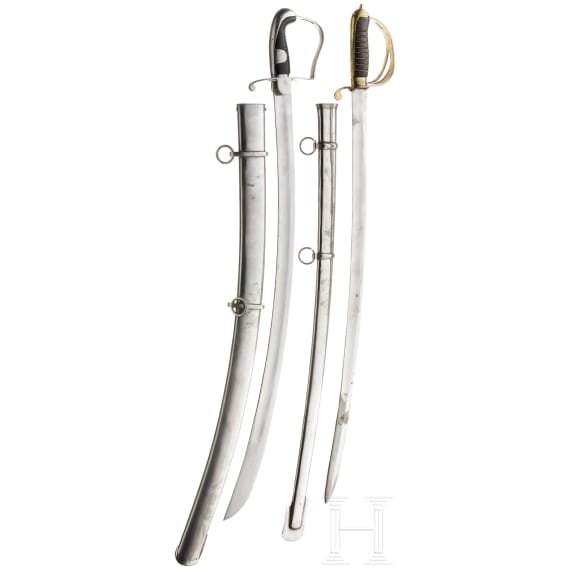 Two sabres, modern collector's replicas in the style of the 18th/19th century