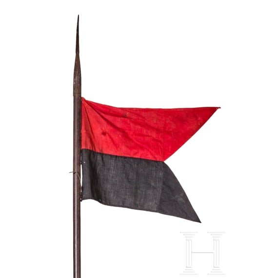 Tubular steel lance with flag
