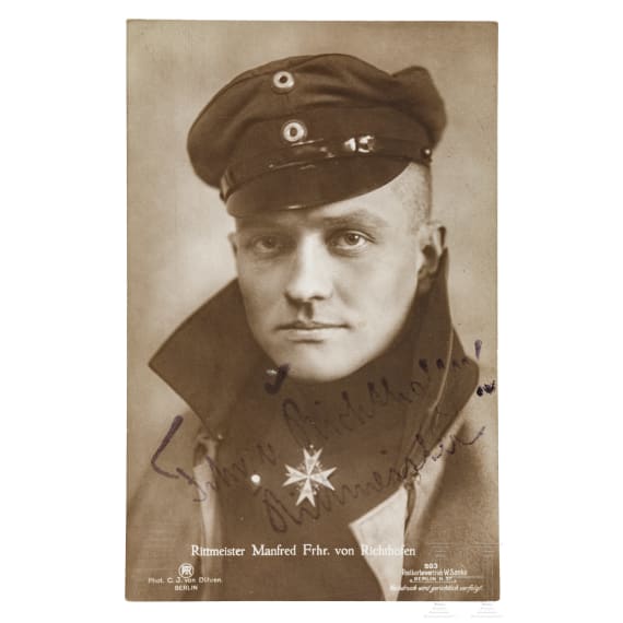 Manfred von Richthofen (1892 - 1918) - a portrait post card with signature