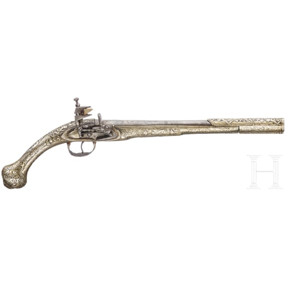 Miquelet pistol with silverstock, Ottoman Empire, Albanian circa 1850