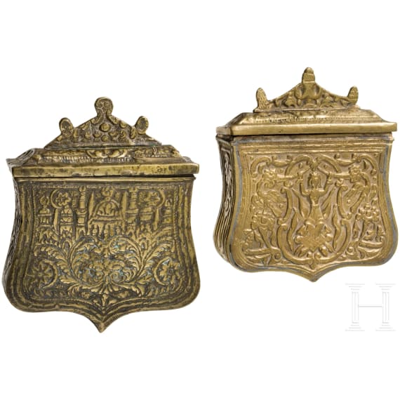 Two Ottoman/Greek cartouche boxes, 19th century