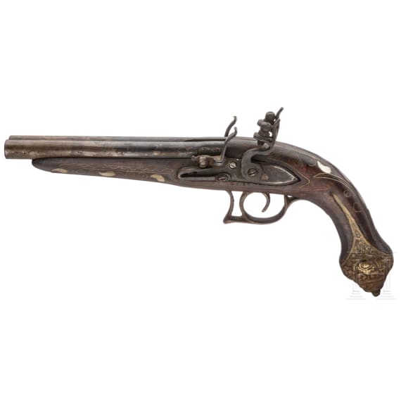 A Northern African double-barrelled flintlockpistol, 20th century
