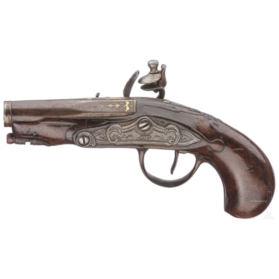 A flintlock pocket pistol by Lempereur in Paris, circa 1750
