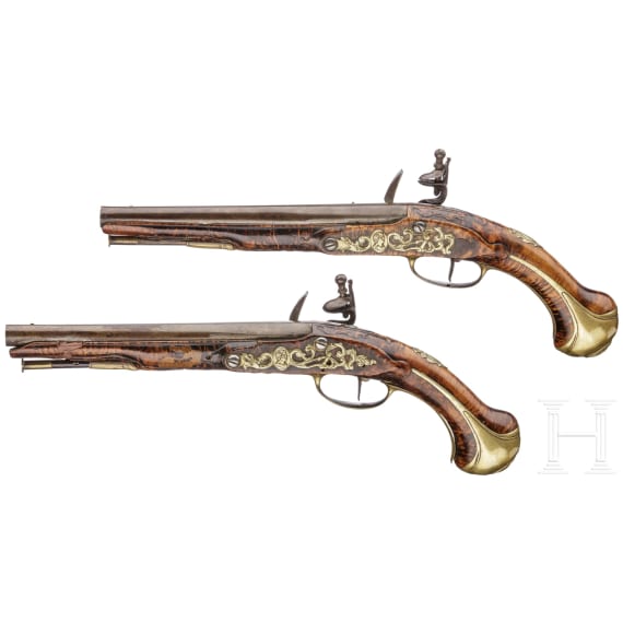 A pair of flintlock pistols by Jean Griottier in St. &Eacute;tienne, circa 1750