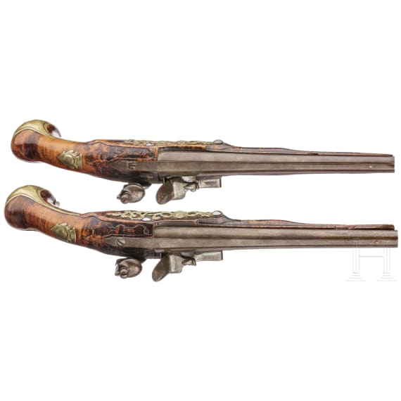 A pair of flintlock pistols by Jean Griottier in St. &Eacute;tienne, circa 1750
